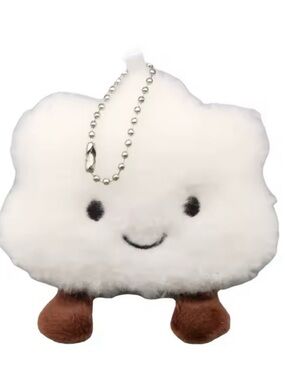 Plush Cloud Keychain - White with Brown Feet